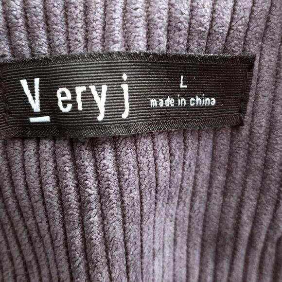 VERY J GRAY CORDEROY OVERALL DRESS SZ.L GUC. - Picture 7 of 9